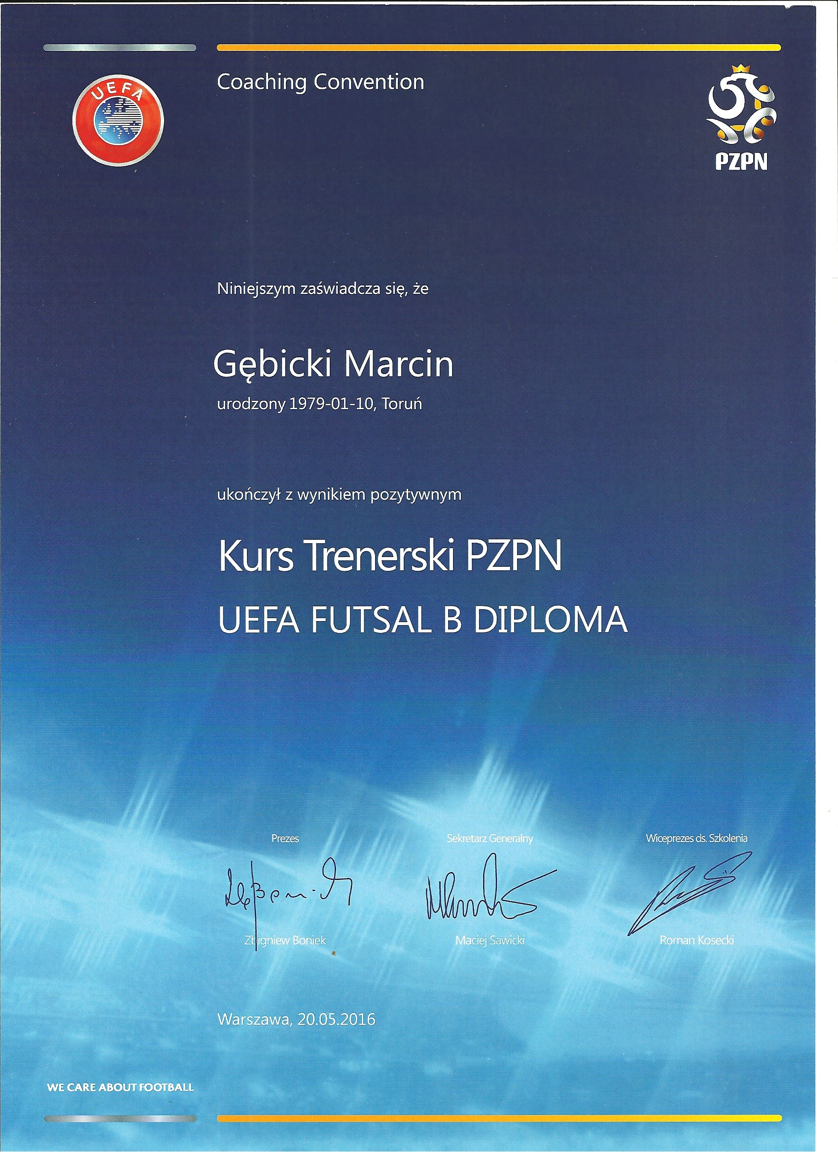Dyplom UEFA Futsal B MG